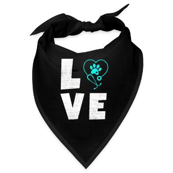 Tierliebe Logo mit Pfotenherz - Bandana - Schwarz - Vorne