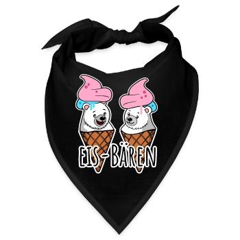 Zwei leckere Eis Bären an der Eisdiele - Bandana - Schwarz - Vorne
