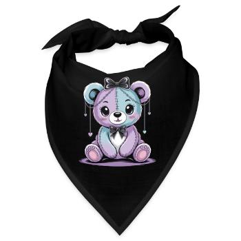 Kawaii Pastel Goth Geflickter Bär - Bandana - Schwarz - Vorne