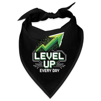 Level Up Every Day – Gamer Motivation Shirt - Bandana - Schwarz - Vorne