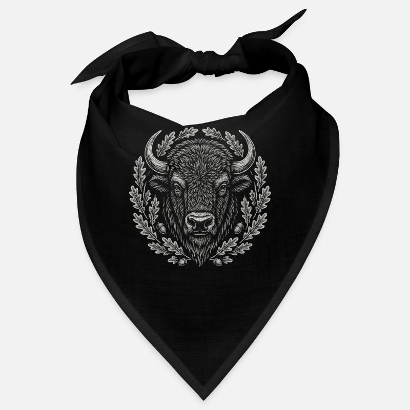 Europäischer Bison mit Eichenkranz Kunst Bandana