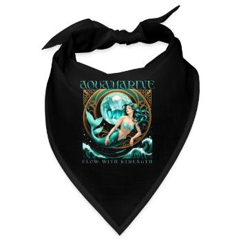 Geburtsstein März Aquamarin - Bandana - Schwarz - Vorne