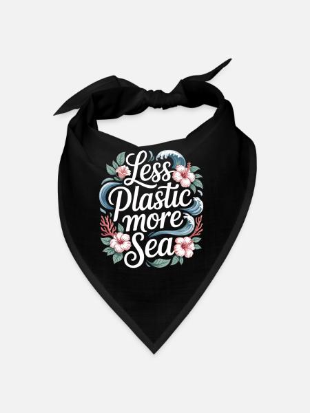 Moins de plastique, plus de mer – Design environnemental, Fleurs - Bandana - noir - Devant