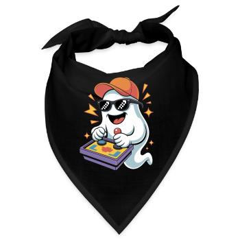Retro Gamer Halloween Geist - Bandana - Schwarz - Vorne