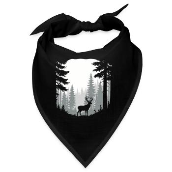 Hirsch in der Waldjagdszene Naturstimmung - Bandana - Schwarz - Vorne