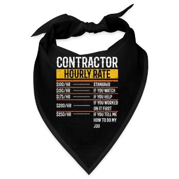 Funny Contractor Hourly Rate Handyman Labor Rate - Bandana - Schwarz - Vorne