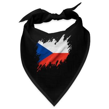 Flagge von Tschechien im zerrissenen Stil - Bandana - Schwarz - Vorne