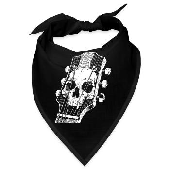 Totenkopf auf Gitarrenkopfplatte - Bandana - Schwarz - Vorne