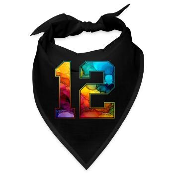 NR. 12 NUMMER 12 COLLEGE 12. GEBURTSTAG - Bandana - Schwarz - Vorne