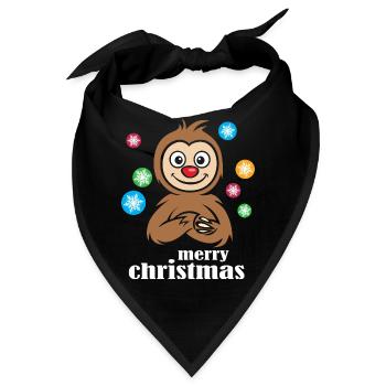 Weihnachts-Faultier Cartoon mit Schneeflocken - Bandana - Schwarz - Vorne