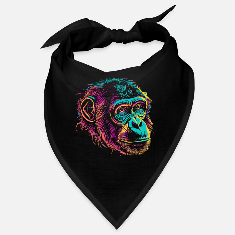 Néon Singe Portrait Couleur Explosion Bandana