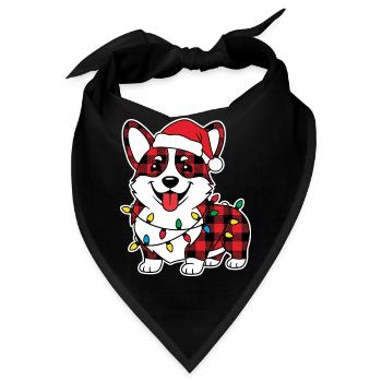 Hund Corgi Weihnachten Plaid Rot Plaid - Bandana - Schwarz - Vorne