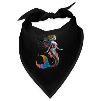 Bunte Regenbogen Meerjungfrau Fantasie - Bandana - Schwarz - Vorne