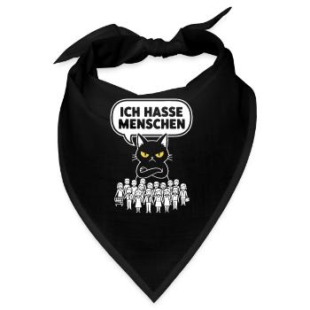 Ich Hasse Menschen Katze Lustig Sarkasmus - Bandana - Schwarz - Vorne