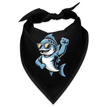 Shark mit Sonnenbrille Jubel - Bandana - Schwarz - Vorne