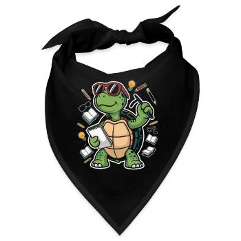 Lernende Schildkröte mit Stift - Bandana - Schwarz - Vorne