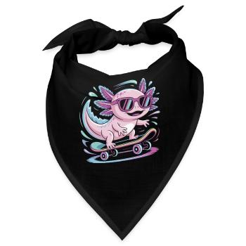 Pink Axolotl Skater mit Sonnenbrille - Bandana - Schwarz - Vorne