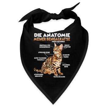 Bengalkatze Geschenk für Katzenfan Katzenmama - Bandana - Schwarz - Vorne