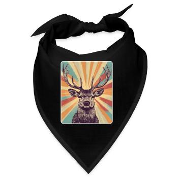 Rentier Hirsch Geweih Reindeer Vintage - Bandana - Schwarz - Vorne
