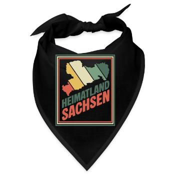 Heimatland Sachsen Retro Druck - Bandana - Schwarz - Vorne