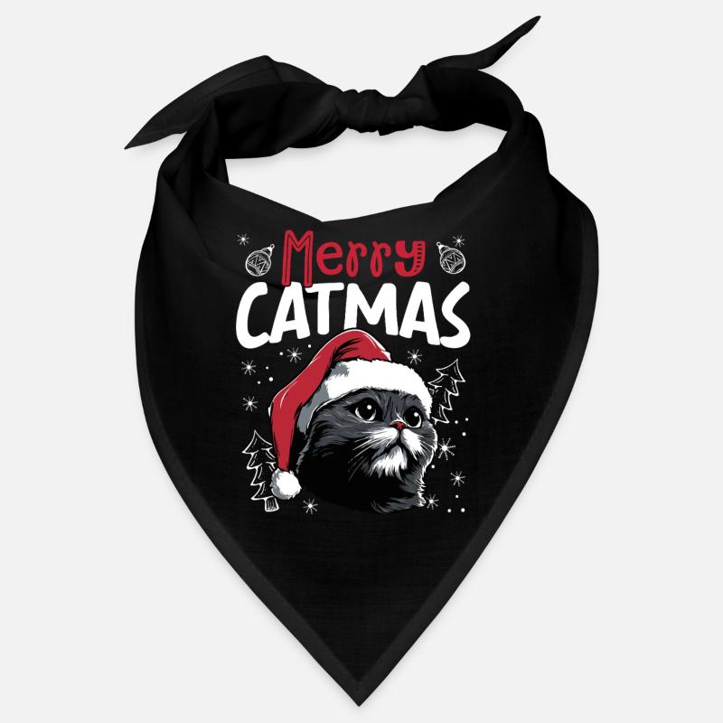 Joyeux Catmas, motif drôle de chat de Noël Bandana
