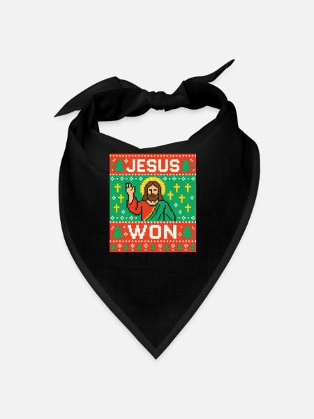 Jesus Won hässlicher Weihnachtspullover-Stil, christlich - Bandana - Schwarz