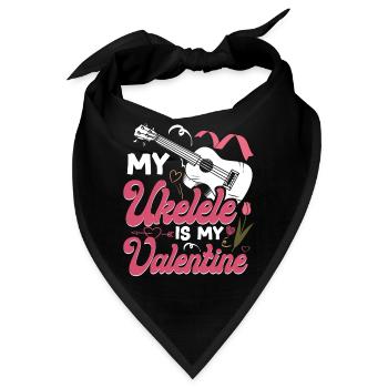 Hawaiian Ukulele Uke Valentines - Bandana - Schwarz - Vorne