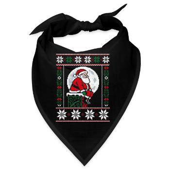 Weihnachts-Pixelkunst-Weihnachtsmann auf Kaminsims - Bandana - Schwarz - Vorne