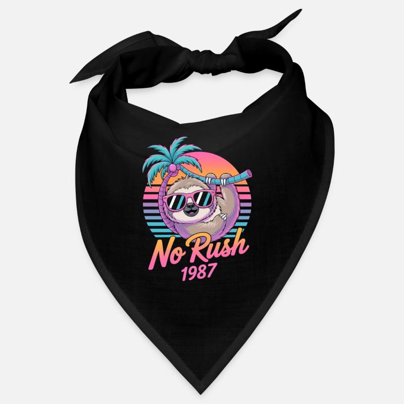 No Rush 1987 Sloth Retro Sunset Bandana