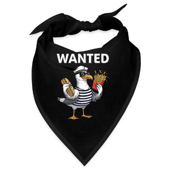 Gesuchte Möwe Mit Pommes Und Fischbrötchen - Bandana - Schwarz - Vorne