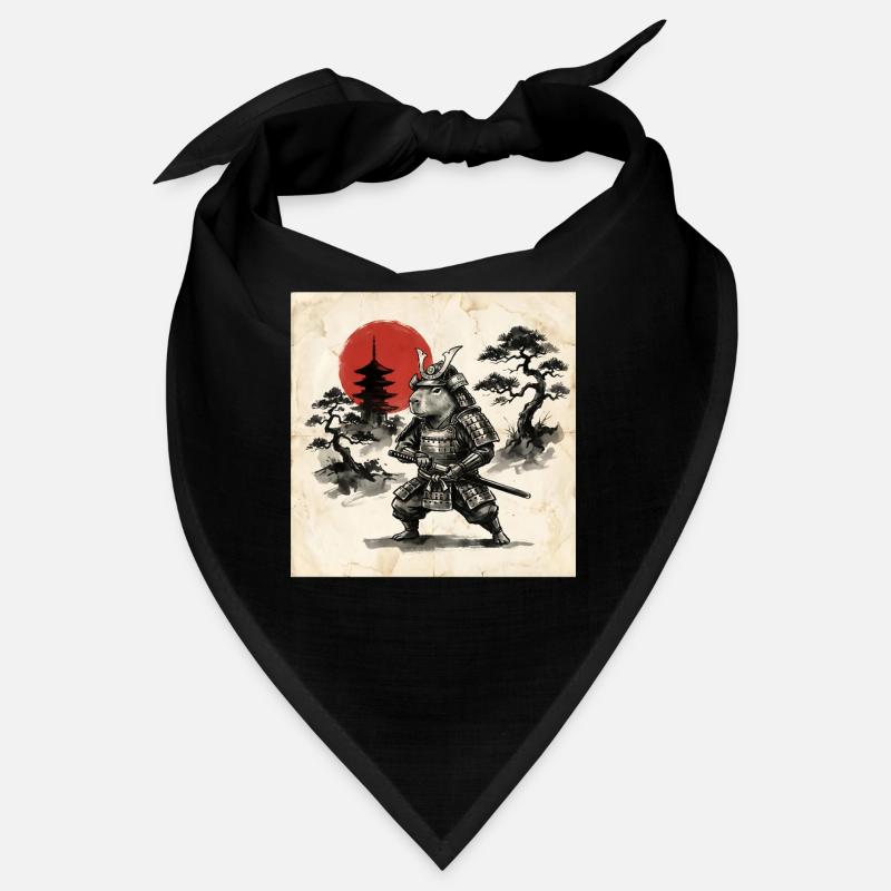 Samurai hamster in front of red Japan sun Bandana