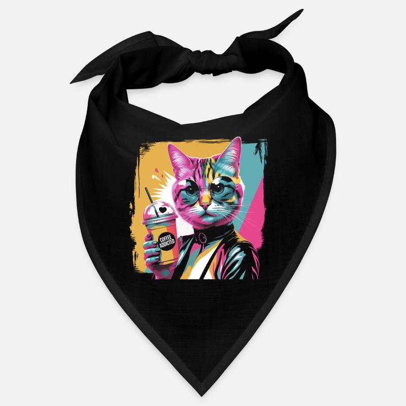 Chat pop art avec motif cartoon coloré à boisson Bandana