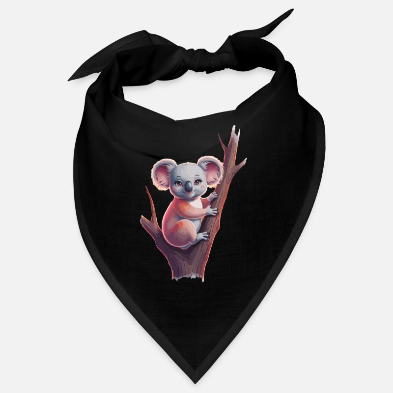 Cute koala on tree trunk for children and Bandana