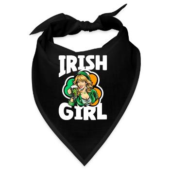 Irish Girl mit Grünem Kleeblatt - Bandana - Schwarz - Vorne