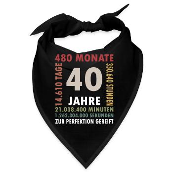 40 Jahre Vierzigster Geburtstag Geschenk - Bandana - Schwarz - Vorne