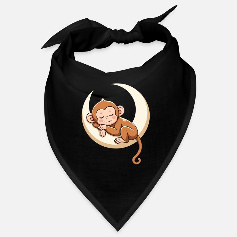 Sleeping monkey on moon pillow Bandana