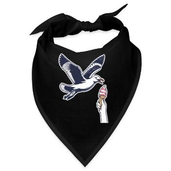 Lustige Möwe Stiehlt Eiscreme - Bandana - Schwarz - Vorne