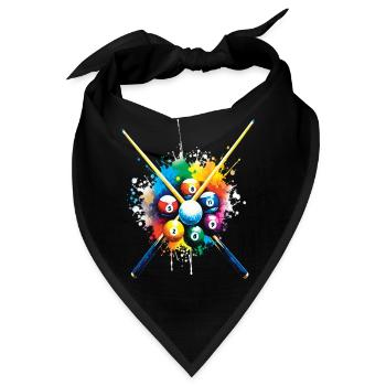 Billard – Illustration von bunten Billardkugeln - Bandana - Schwarz - Vorne