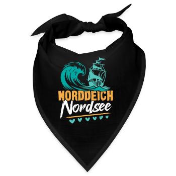 Nordsee Urlaub NORDDEICH OSTHOLSTEIN Lustiges - Bandana - Schwarz - Vorne