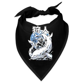 Japanischer Wal Kampf – Ukiyo-e Meereskunst - Bandana - Schwarz - Vorne