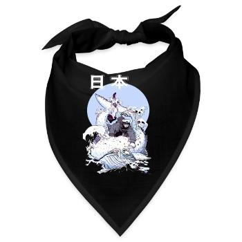 Japanischer Wal Kampf – Ukiyo-e Meereskunst - Bandana - Schwarz - Vorne