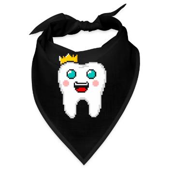 Zahnkrone Pixel Art Zahnarzt - Bandana - Schwarz - Vorne