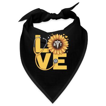 Liebe heilt mit Sonnenblume - Bandana - Schwarz - Vorne