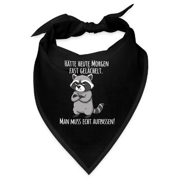 Fast gelächelt – Grummeliger Waschbär Morgenmuffel - Bandana - Schwarz - Vorne