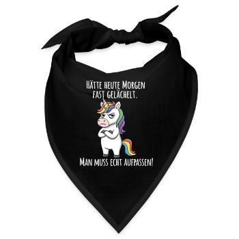 Fast gelächelt – Grummeliges Einhorn Morgenmuffel - Bandana - Schwarz - Vorne