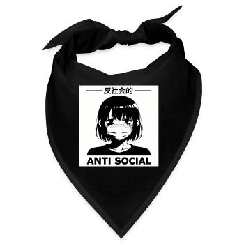 Antisoziales Japanisches Vaporwave Anime Mädchen - Bandana - Schwarz - Vorne