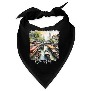 Aquarell von Bangkok, Bangkok, Thailand - Bandana - Schwarz - Vorne