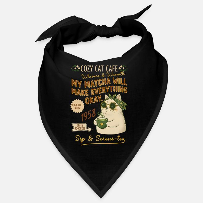 Café à chats douillet, mon matcha va tout arranger Bandana