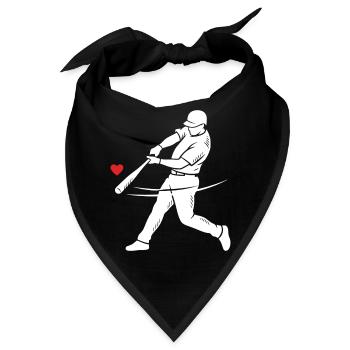 Baseball Schlagmann Silhouette Herz - Bandana - Schwarz - Vorne