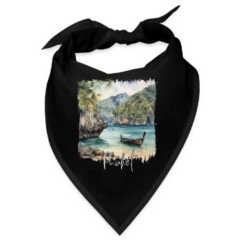 Phuket Aquarell, Phuket, Thailand - Bandana - Schwarz - Vorne